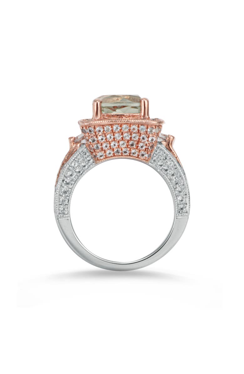 SUZY LEVIAN Green & White Topaz Two-Tone Ring, Alternate, color, Silver/ Green