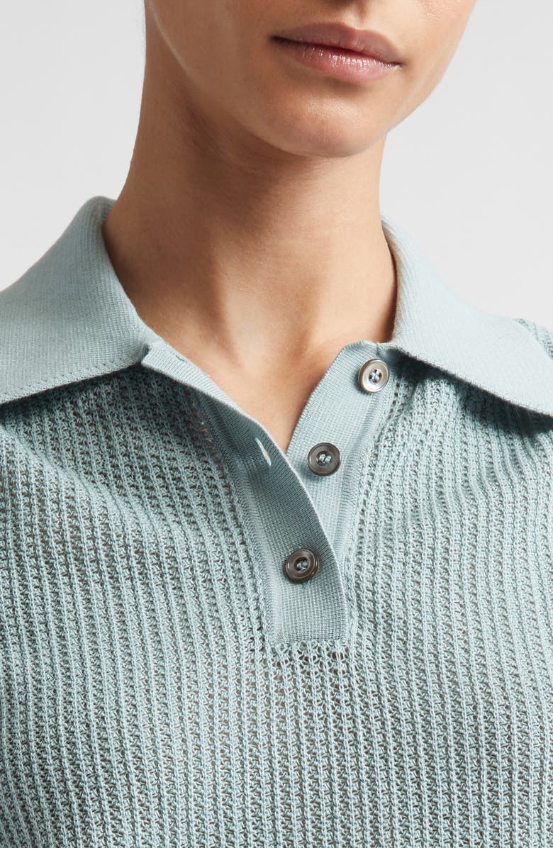 Eleventy Sleeveless Open Stitch Polo, Alternate, color, Jade