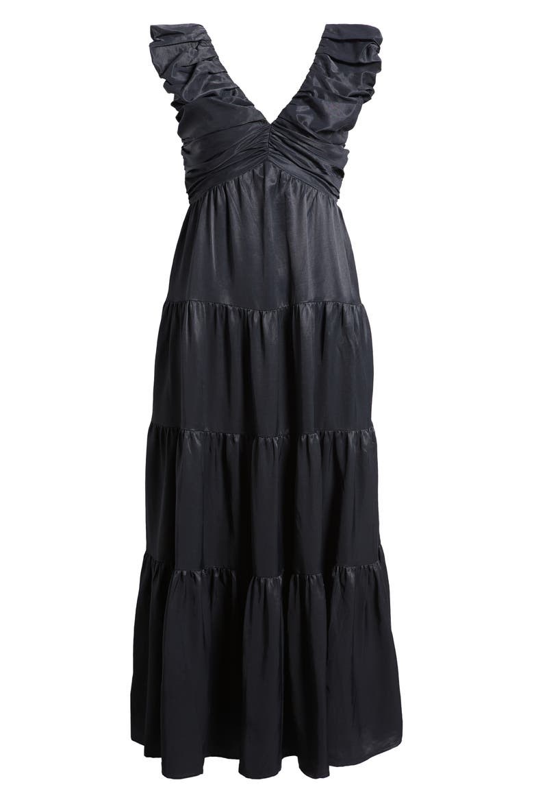 Ruffle Maxi Dress, Alternate, color, BLACK
