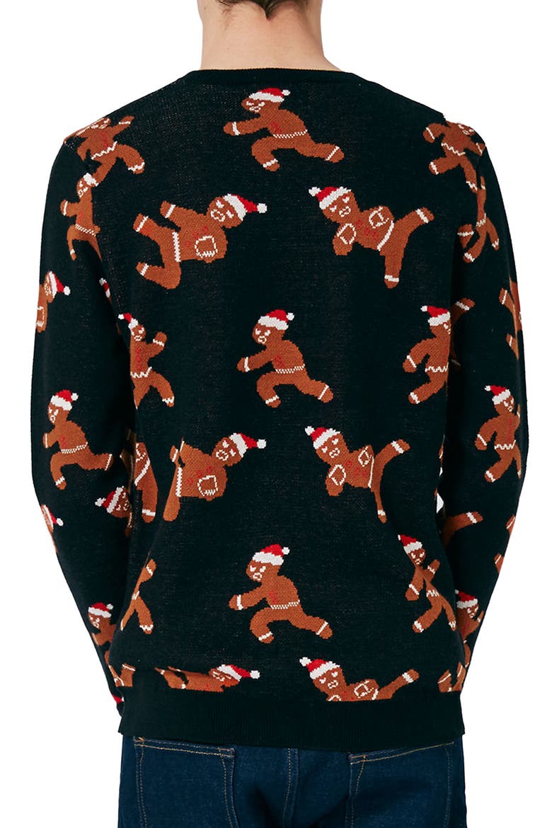 Ninja Gingerbread Men Sweater, Alternate, color, BLACK MULTI