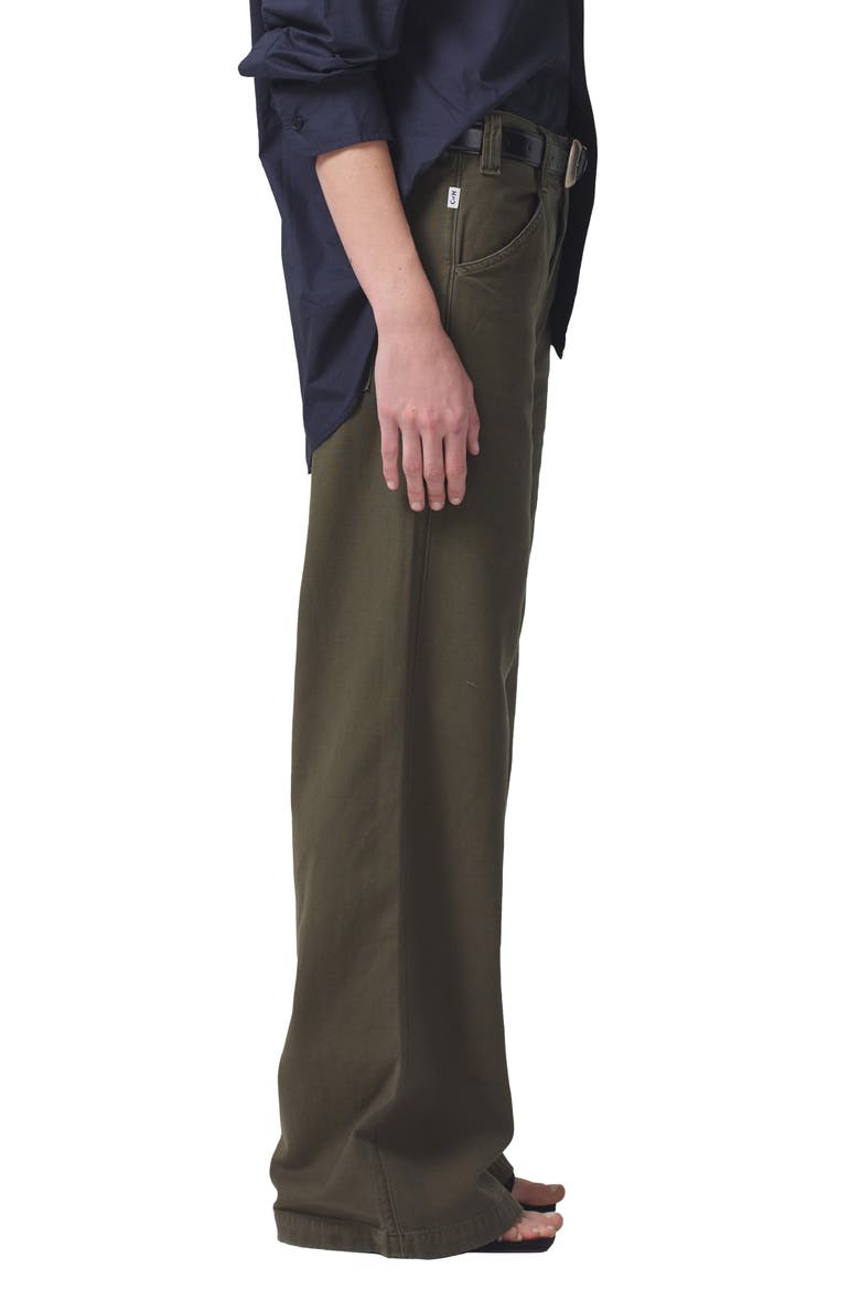 Paloma High Waist Wide Leg Twill Utility Trousers, Alternate, color, TEA LEAF