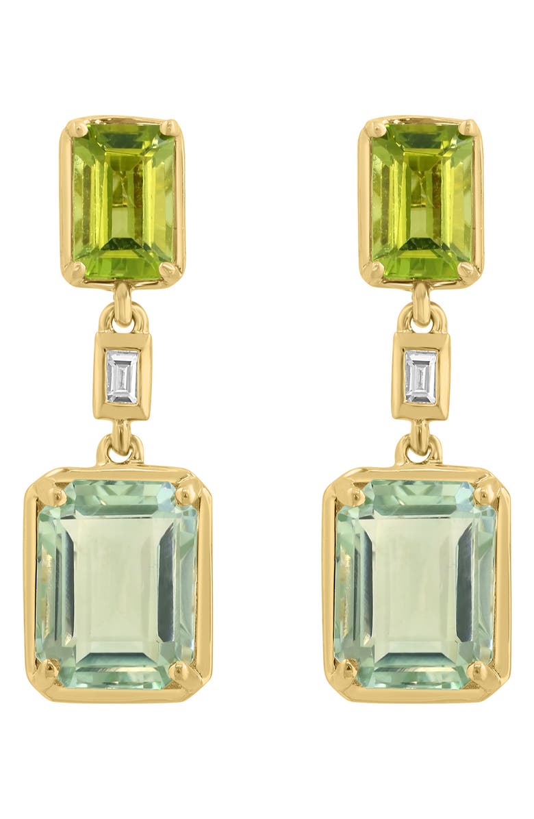 EFFY 14K Gold Green Amethyst Diamond & Peridot Drop Earrings - 0.04ct., Main, color, Green