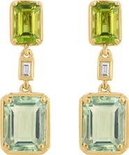 EFFY 14K Gold Green Amethyst Diamond & Peridot Drop Earrings - 0.04ct.