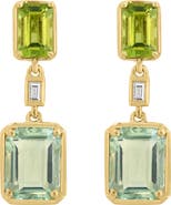 EFFY 14K Gold Green Amethyst Diamond & Peridot Drop Earrings - 0.04ct.