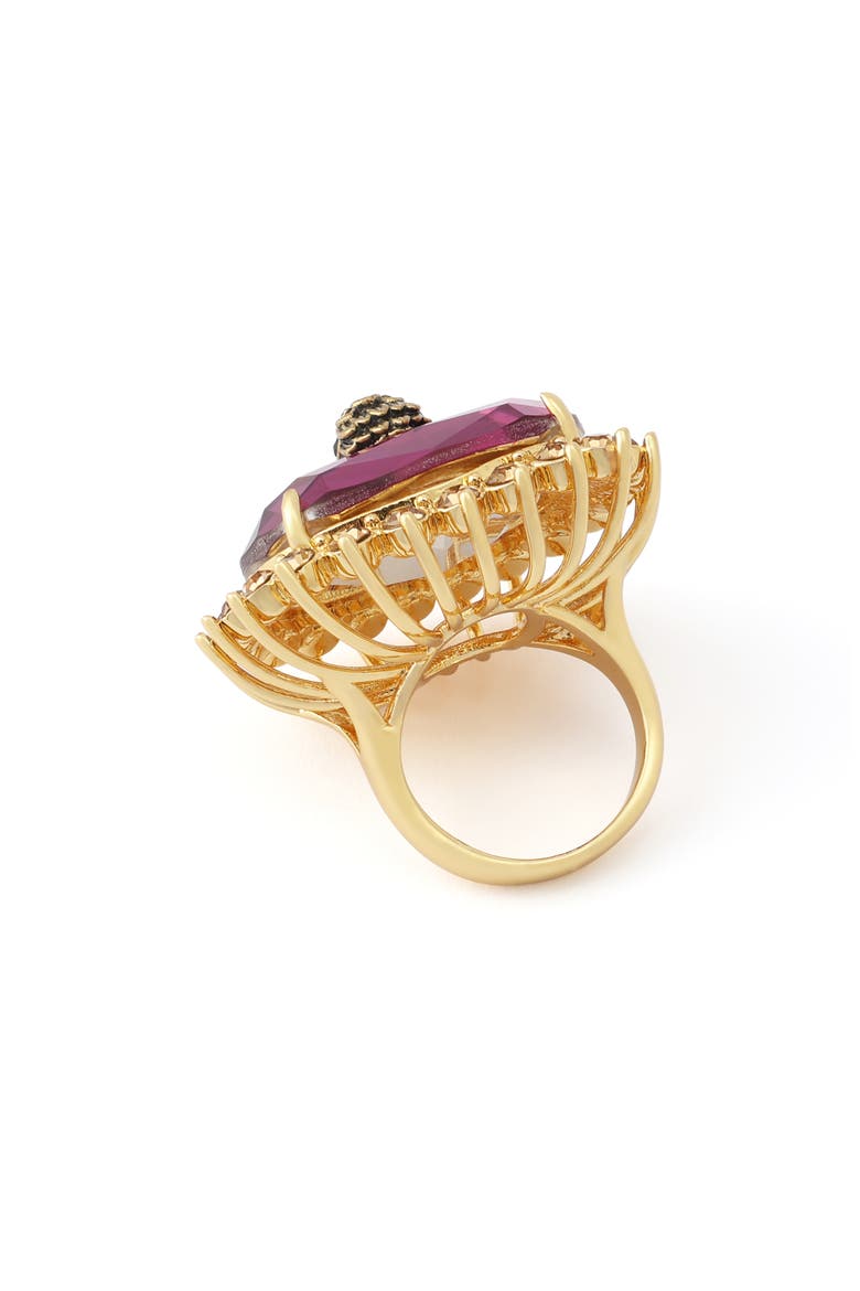 Pavé Spike Framed Gemstone Cocktail Ring, Alternate, color, PINK