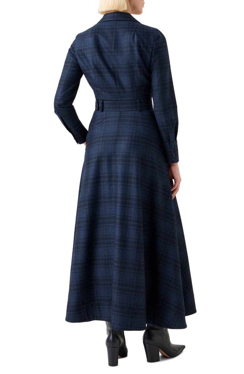 Akris Plaid Long Sleeve Wool Flannel Belted Shirtdress, Alternate, color,