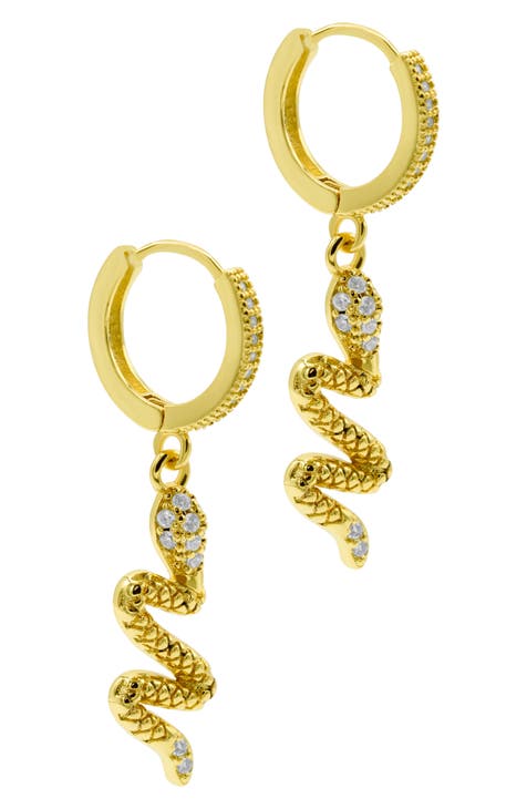 Snake Dangle Huggie Hoop Earrings