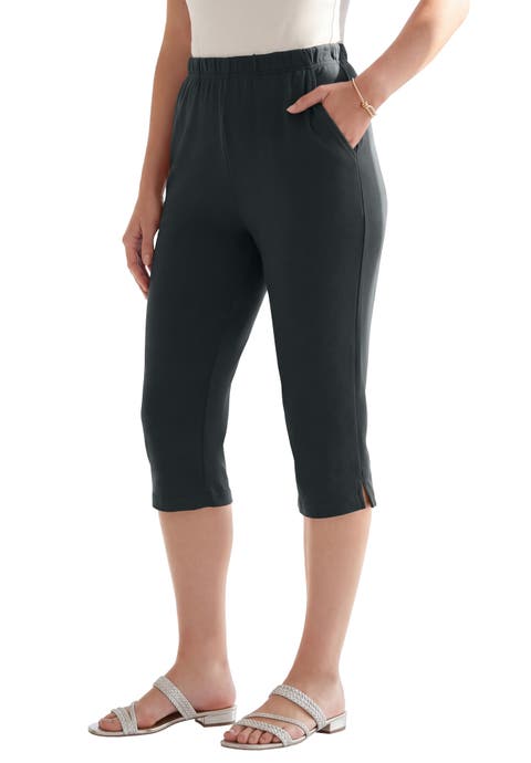 Plus Size Soft Knit Relaxed Pull-On Capri Pant (Plus)