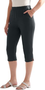 Roaman's Plus Size Soft Knit Relaxed Pull-On Capri Pant
