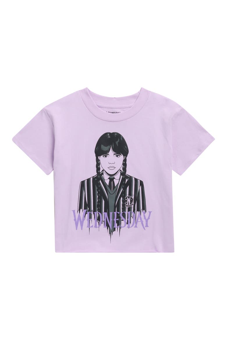Kids' Crop Graphic Tee, Main, color, PURPLE BLOOM WEDNESDAY