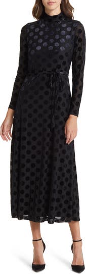 Anne Klein Women's Ritz Dot Print V Neck Dress Black Size 14