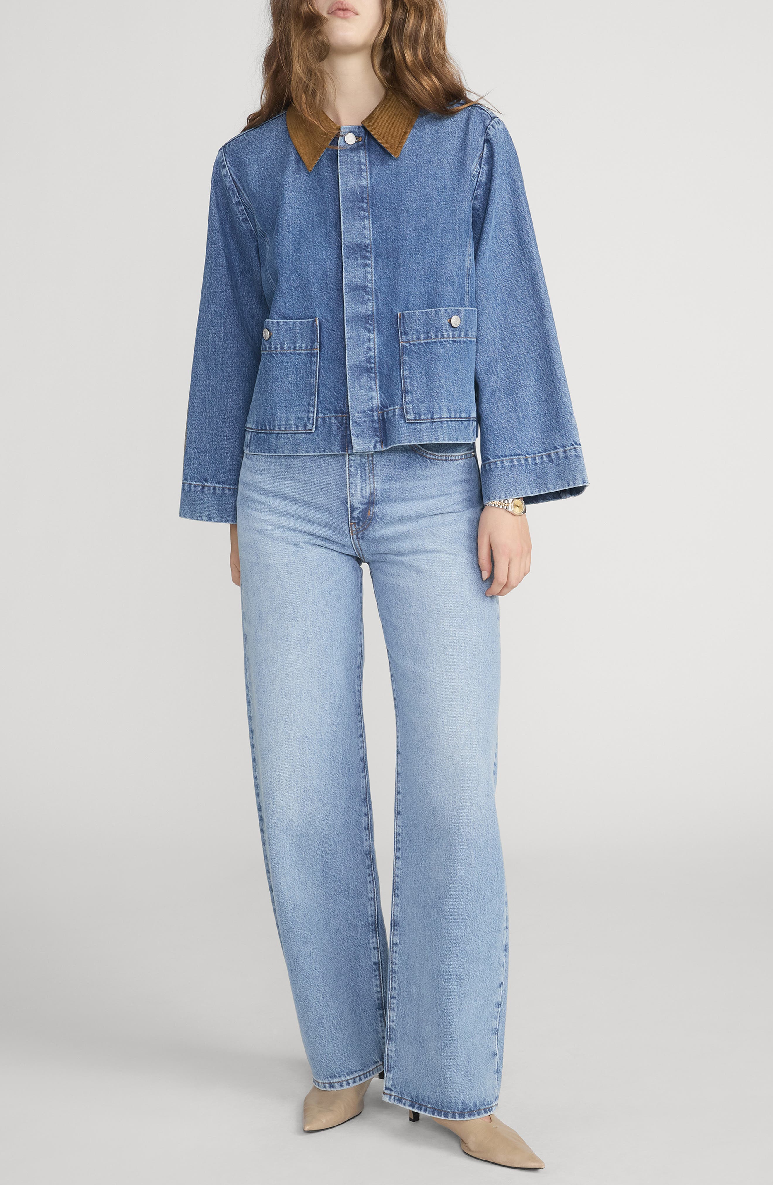 FRAME The Crop Denim Swing Jacket (Women) | Nordstrom