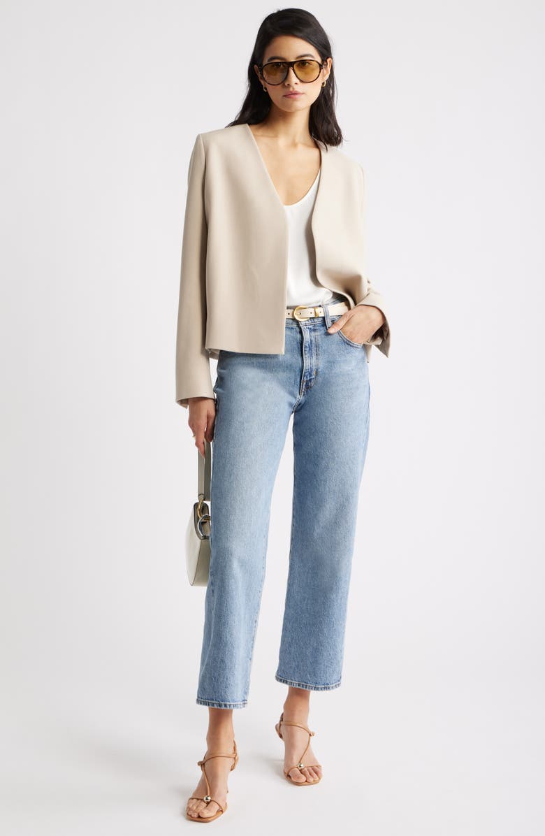 Nordstrom Collarless Blazer, Alternate, color, Beige Humus