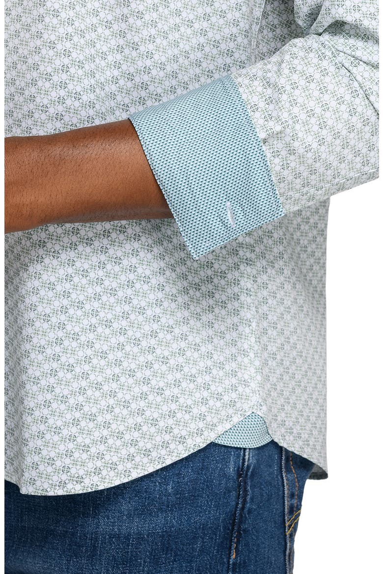 Circle Duo Woven Long Sleeve Basic, Alternate, color, WHITE/GREEN