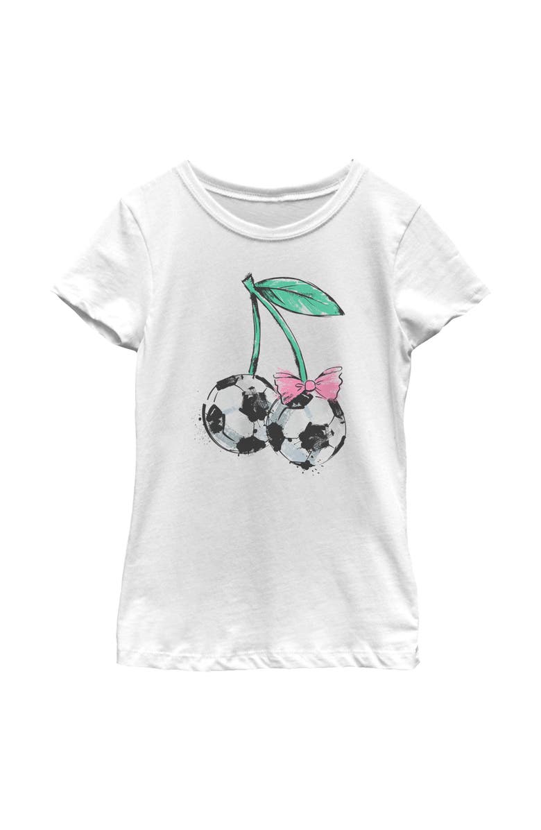 Lost Gods Girl's Lost Gods Soccer Cherries Watercolor Sketch  Graphic T-Shirt, Main, color, White