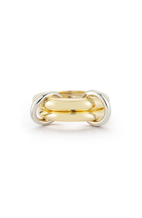 14k Gold Plate Mixed Metal Band Ring
