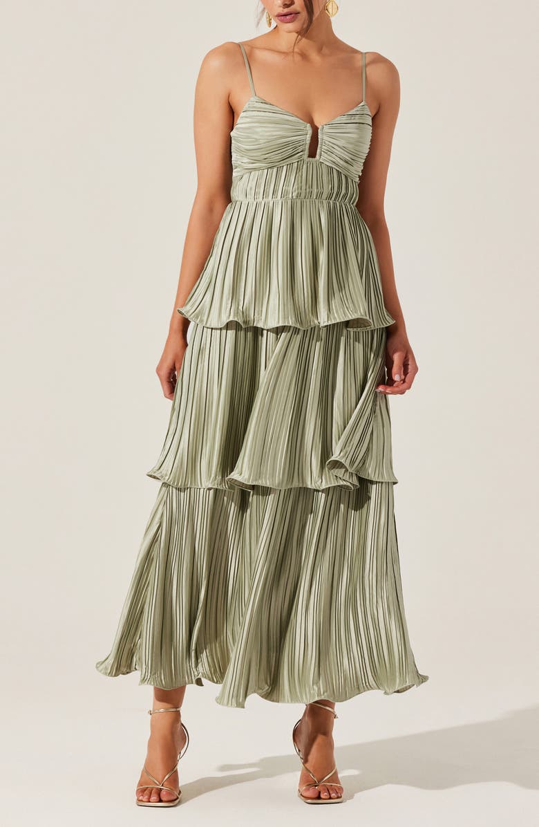 ASTR the Label Lupin Plissé Sleeveles Tiered Maxi Dress, Alternate, color,