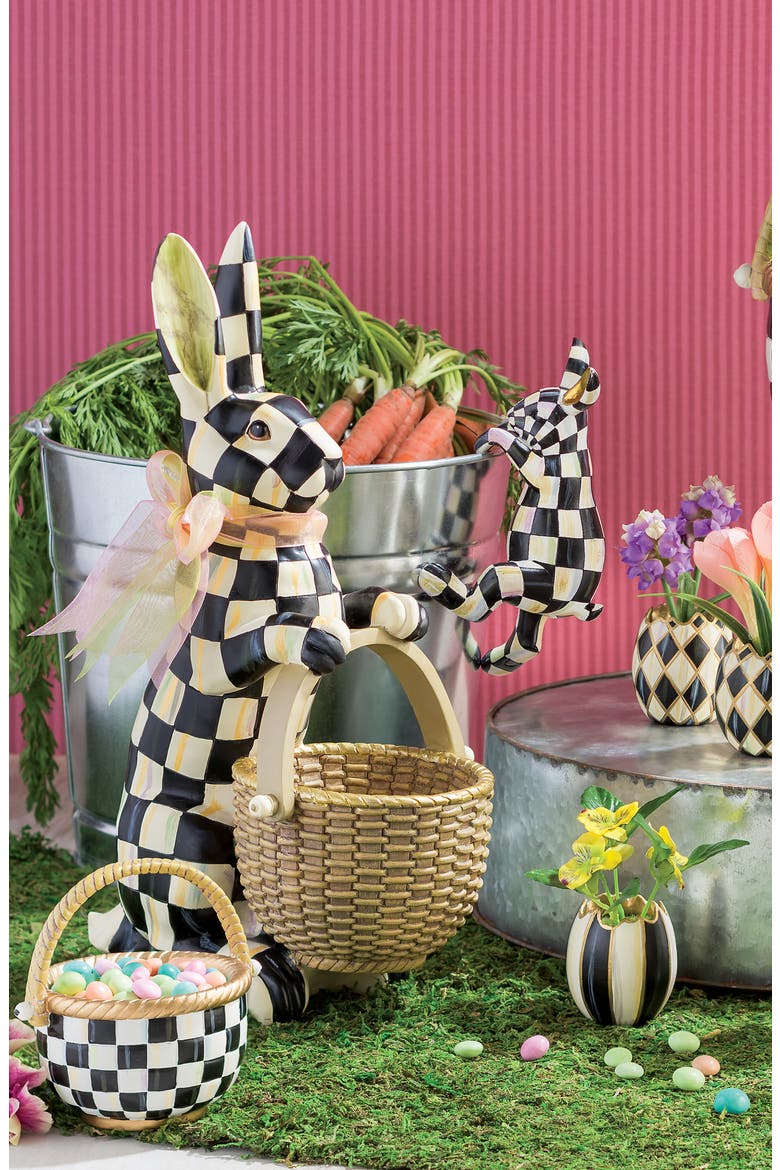 Courtly Check Small Basket, Alternate, color, BLACK