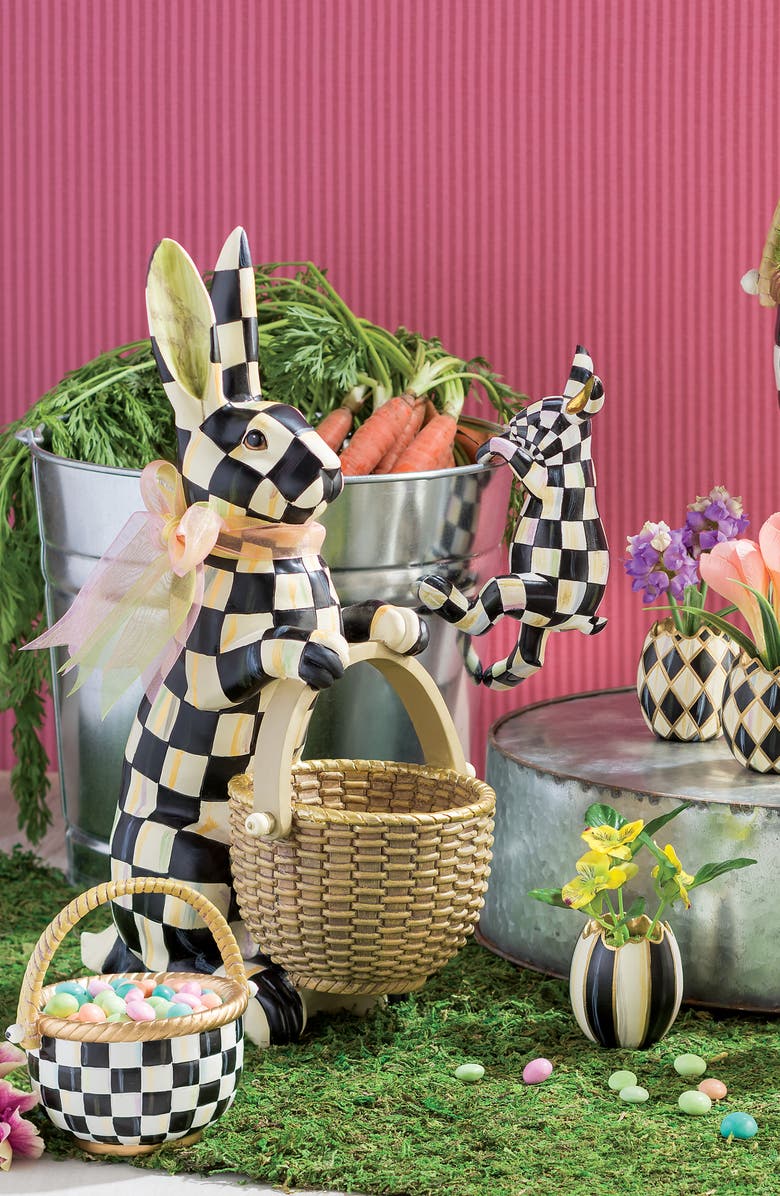 MACKENZIE CHILDS Courtly Check Small Basket, Alternate, color, Black