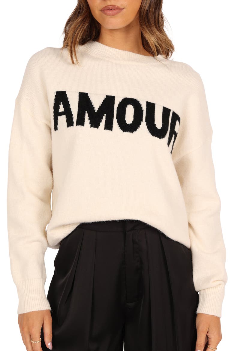 Amour Button Shoulder Sweater, Main, color, CREAM