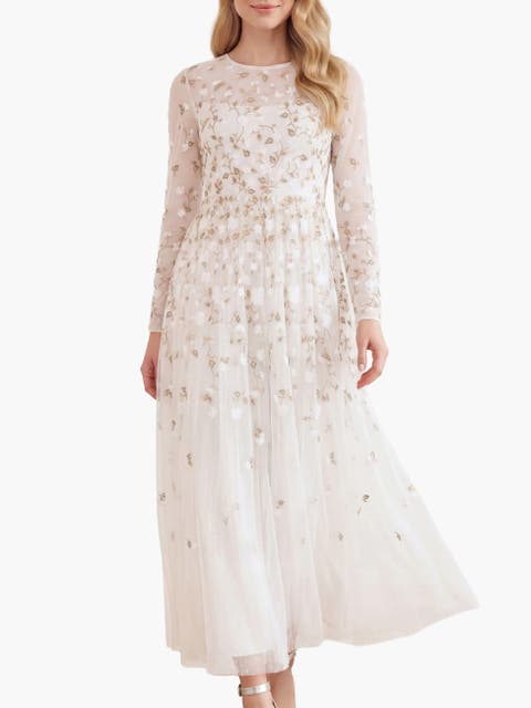 Trailing Roses Long Sleeve Maxi Gown