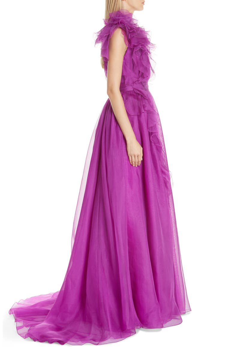 Ruffle Silk Organza Evening Dress, Alternate, color, ORCHID