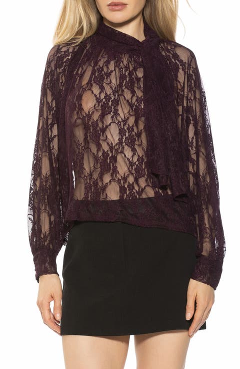 Rae Lace Top with Neck Tie