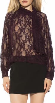 Alexia Admor Rae Lace Top with Neck Tie