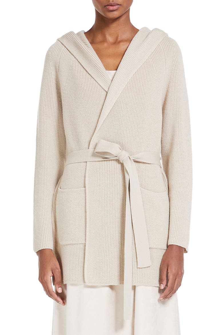 Nava Long Hooded Wool Cardigan, Main, color, ALBINO