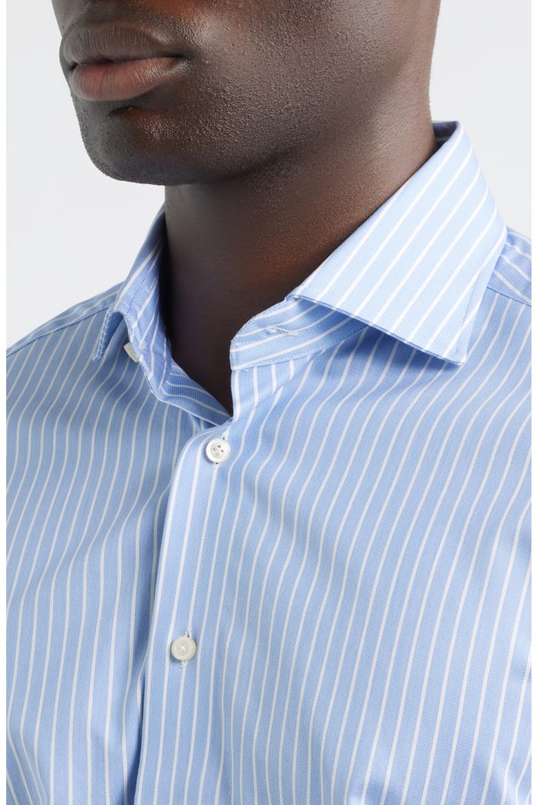 Modern Fit Stripe Natural Stretch Yoga Twill Dress Shirt, Alternate, color, BRIGHT BLUE