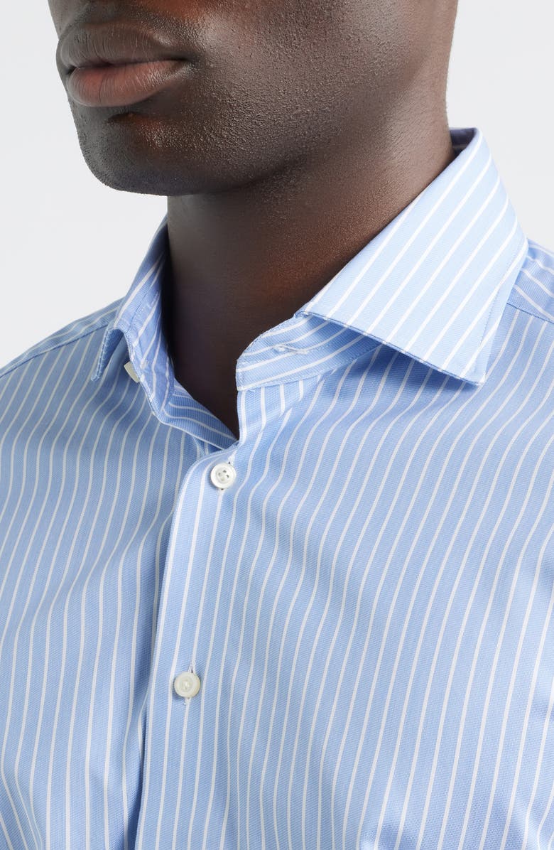 Emanuel Berg Modern Fit Stripe Natural Stretch Yoga Twill Dress Shirt, Alternate, color, Bright Blue