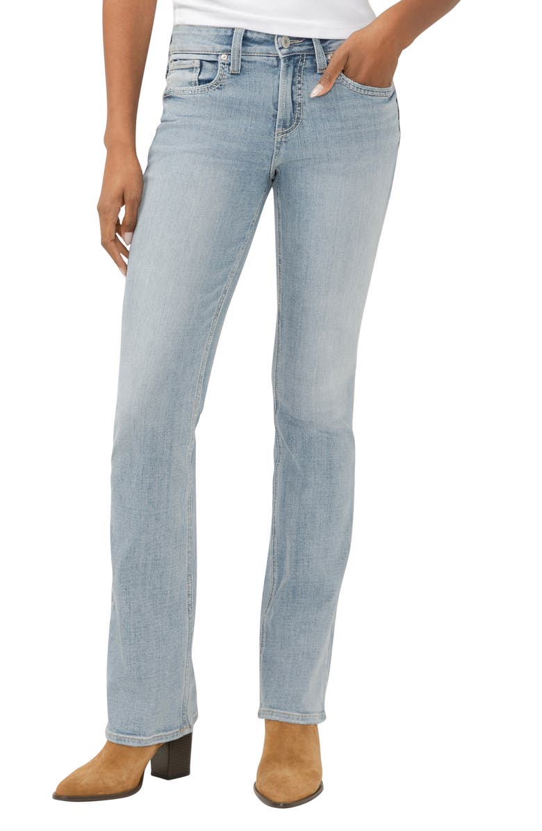 Silver Jeans Co. Suki Curvy Mid Rise Slim Bootcut Jeans, Main, color, Blue Grass