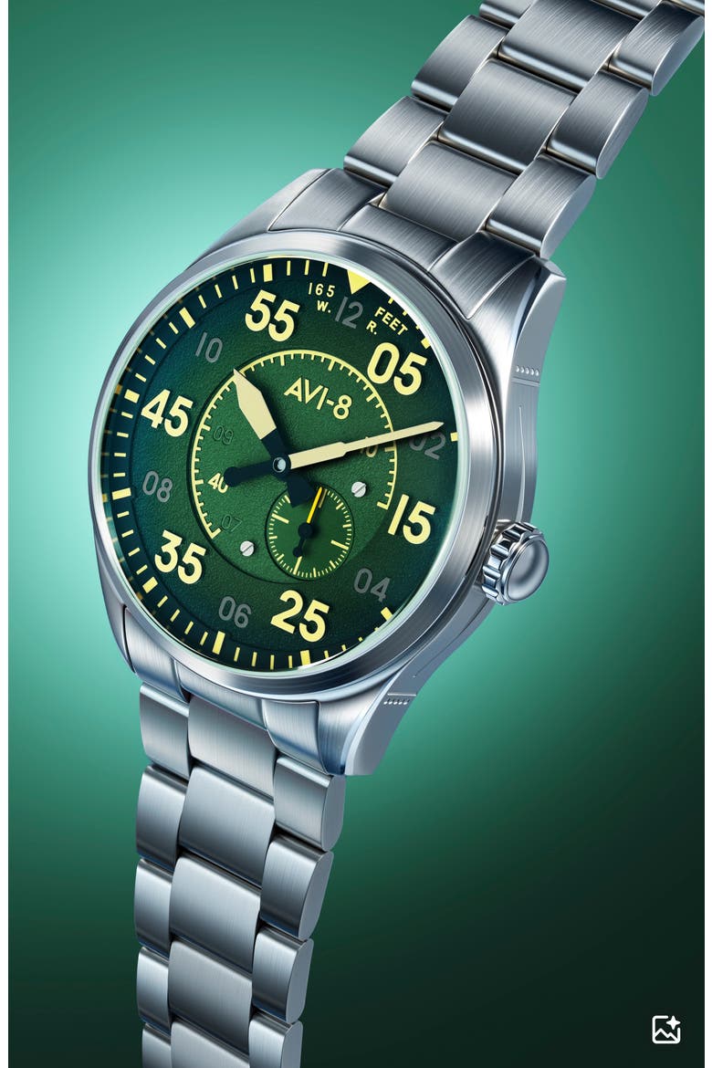 Spitfire Type 300 Automatic Bracelet Watch, 42mm, Alternate, color, GREEN