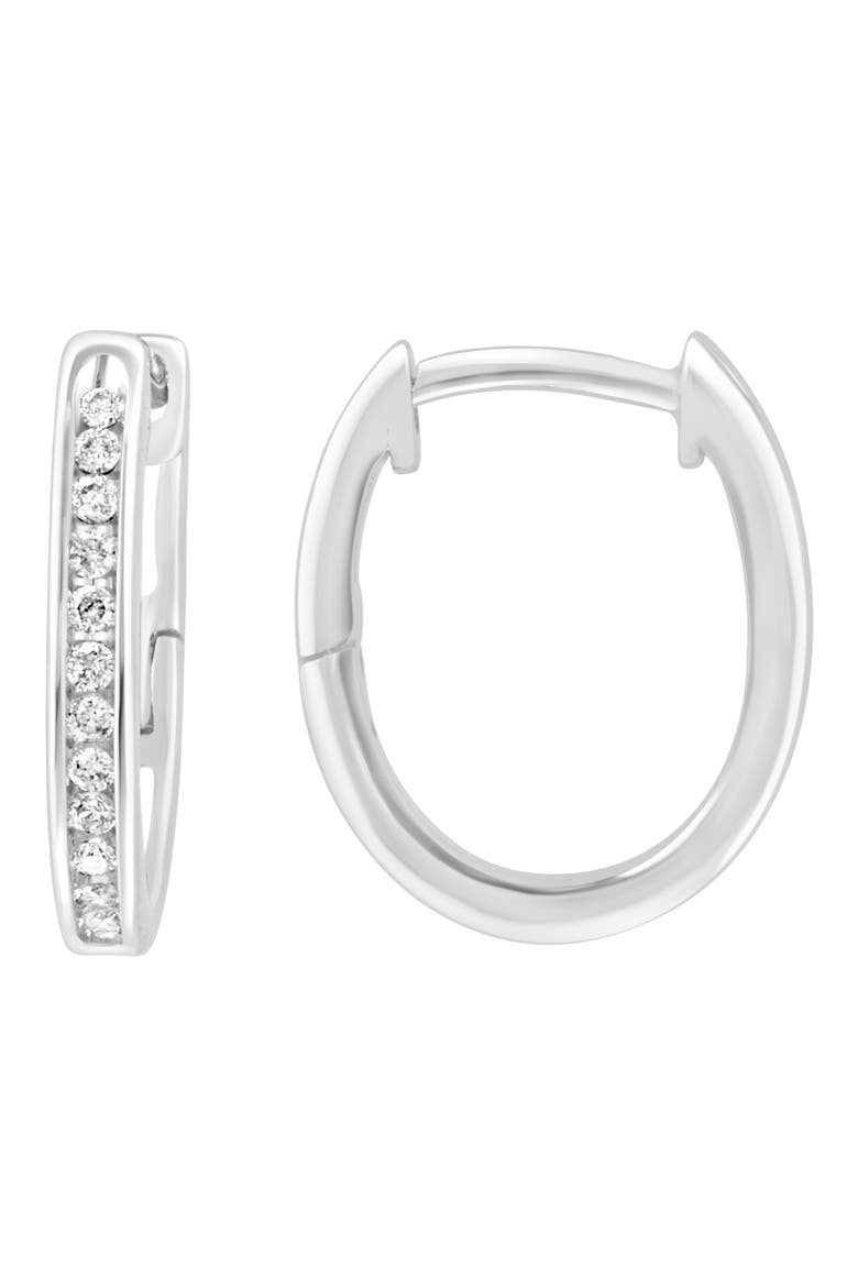 Sterling Silver Diamond Huggie Hoop Earrings, Alternate, color, SILVER
