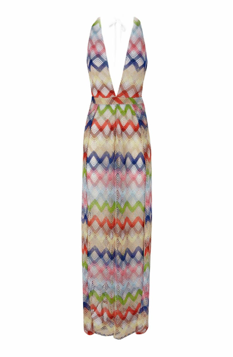 Missoni Long Jumpsuit In Viscose And Mesh Blend, Alternate, color, Multicoloured