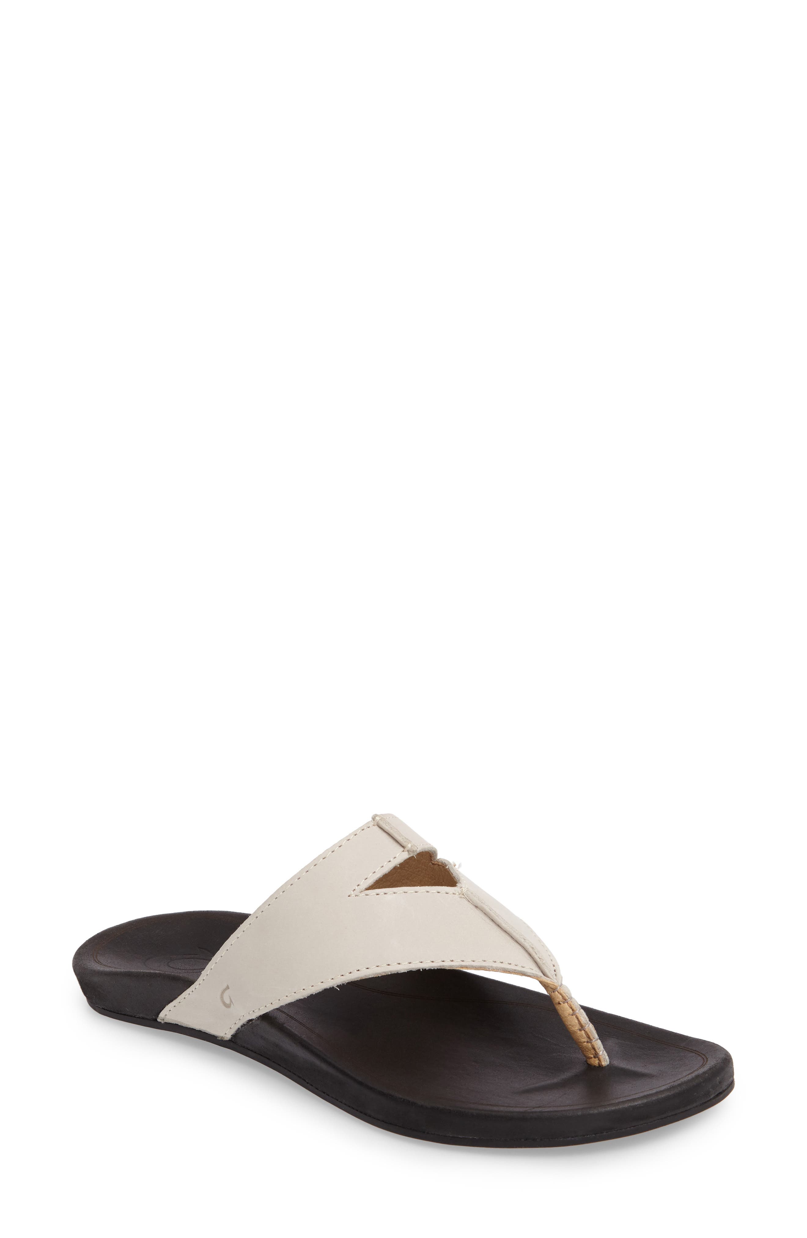 Lala Flip Flop, Main, color, OFF WHITE/ BLACK LEATHER