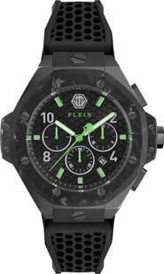 PHILIPP PLEIN Chronograph Royal Quartz Silicone Strap Watch, 46mm