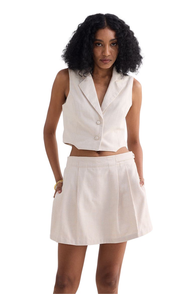 Cropped Cotton Tweed Vest Set in Grey, Alternate, color, Chestnut Twist