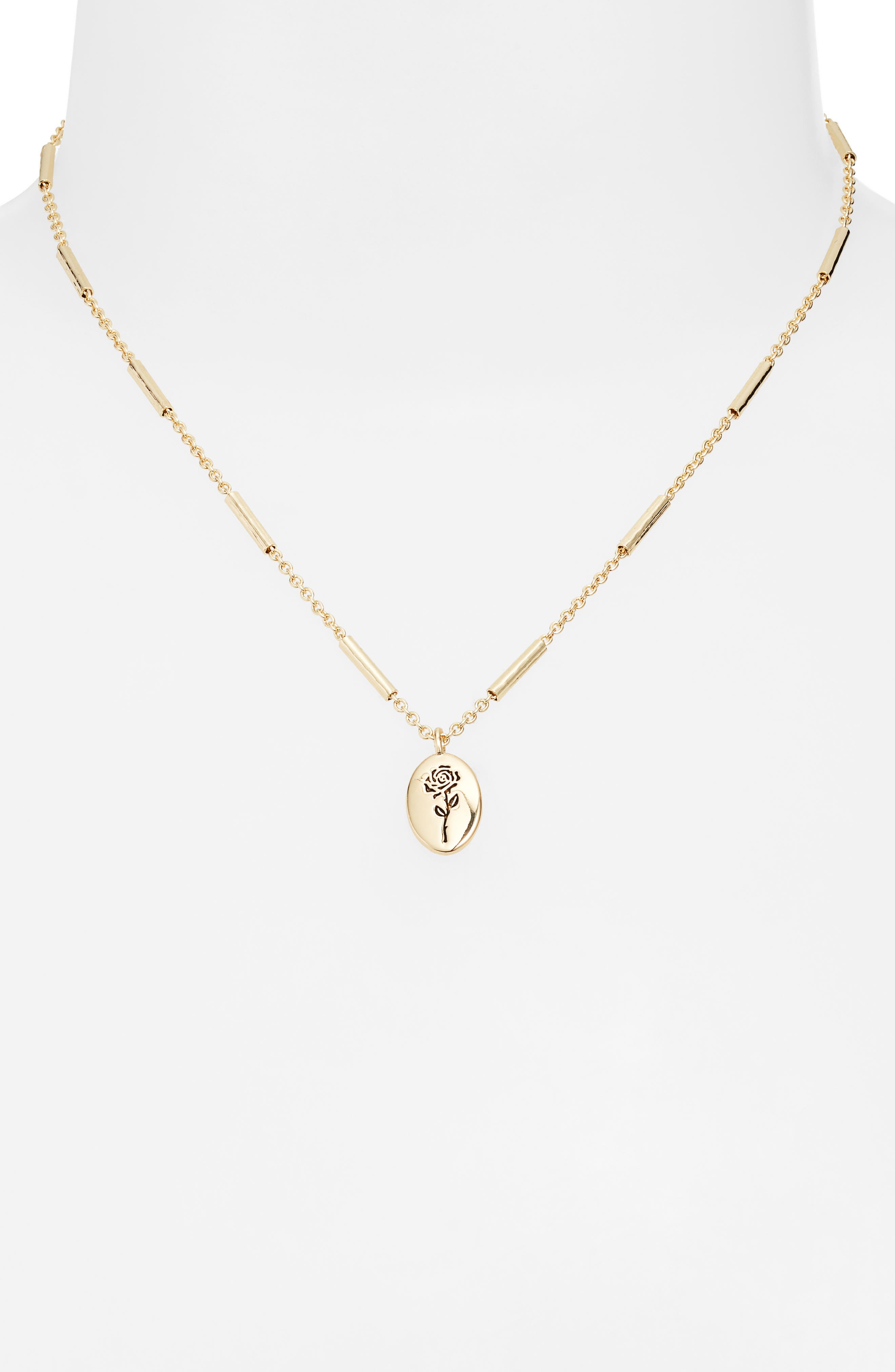Gift Boxed Demi Fine Etched Flower Pendant Necklace (Women