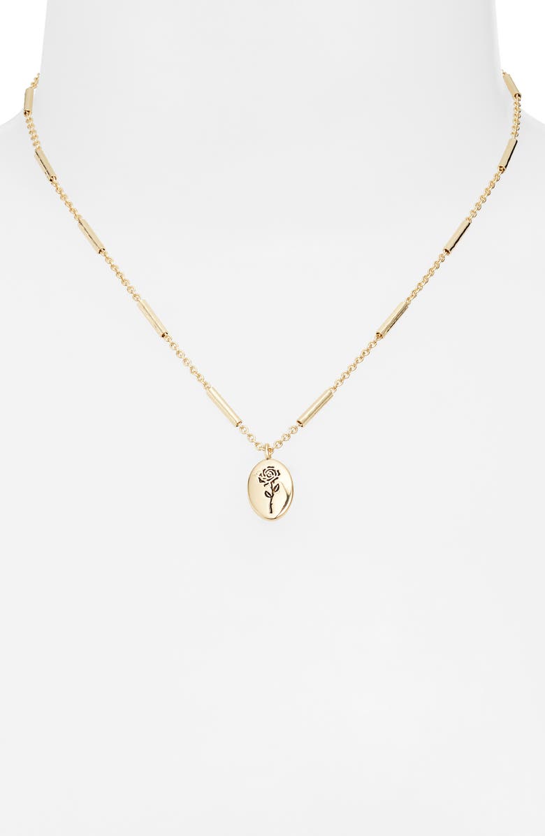 Chelsea28 Demi Fine Etched Flower Pendant Necklace, Alternate, color, Black- Gold
