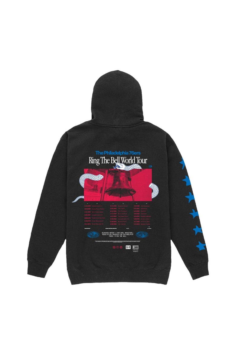 Unisex Bleacher Report x Mitchell & Ness Black Philadelphia 76ers World Tour Pullover Hoodie, Alternate, color, Black