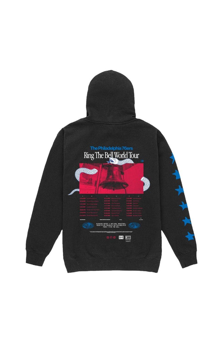 BLEACHER REPORT Unisex Bleacher Report x Mitchell & Ness Black Philadelphia 76ers World Tour Pullover Hoodie, Alternate, color, Black