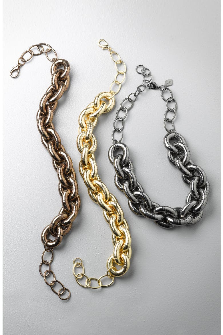 Textured Status Link Necklace, Alternate, color, HEMATITE