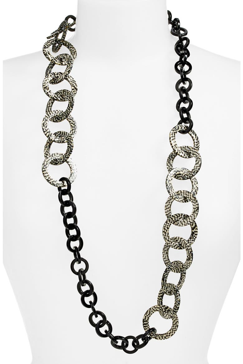 'Madison' Link Station Necklace, Main, color, OPERA SILVER/ BLACK