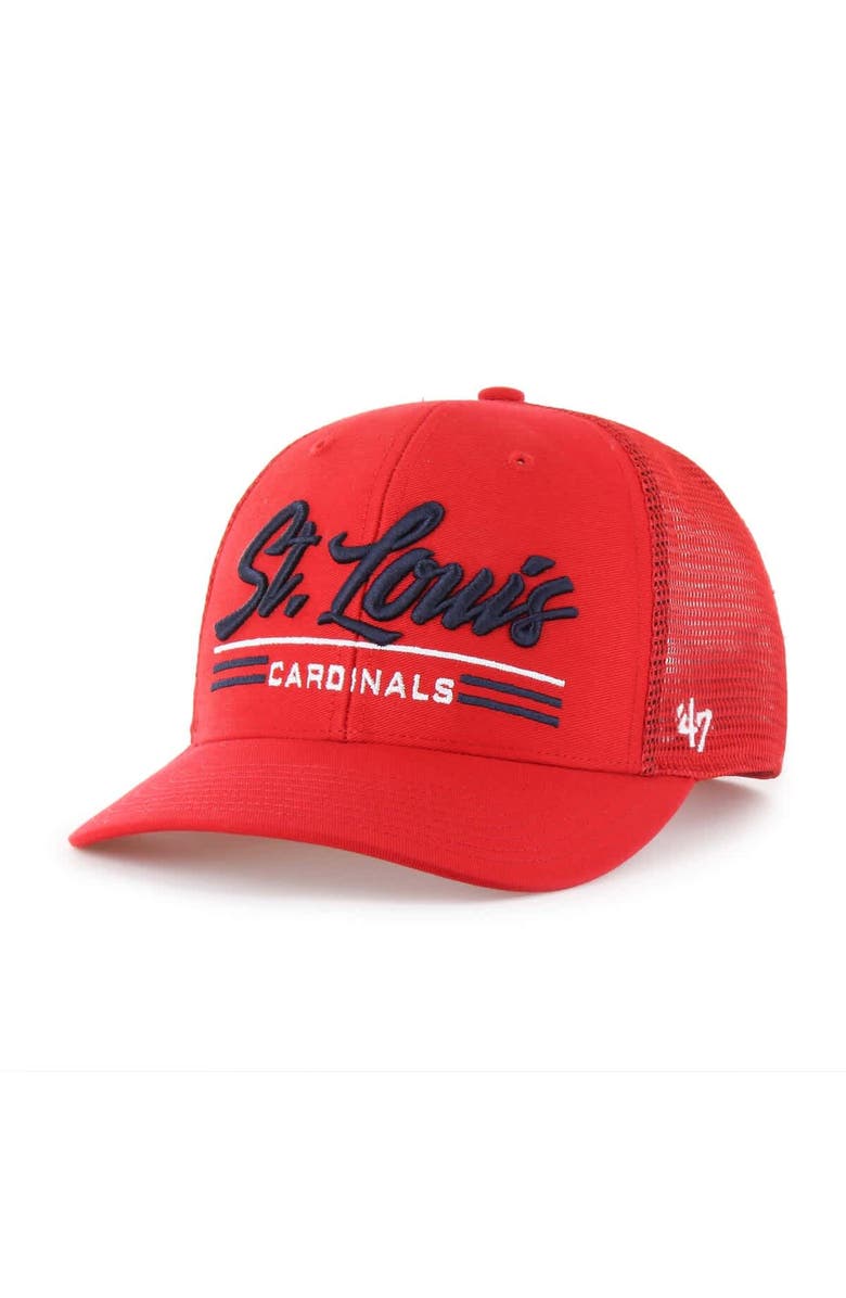 '47 Men's '47 Red St. Louis Cardinals Garner Trucker Adjustable Hat, Main, color, Red