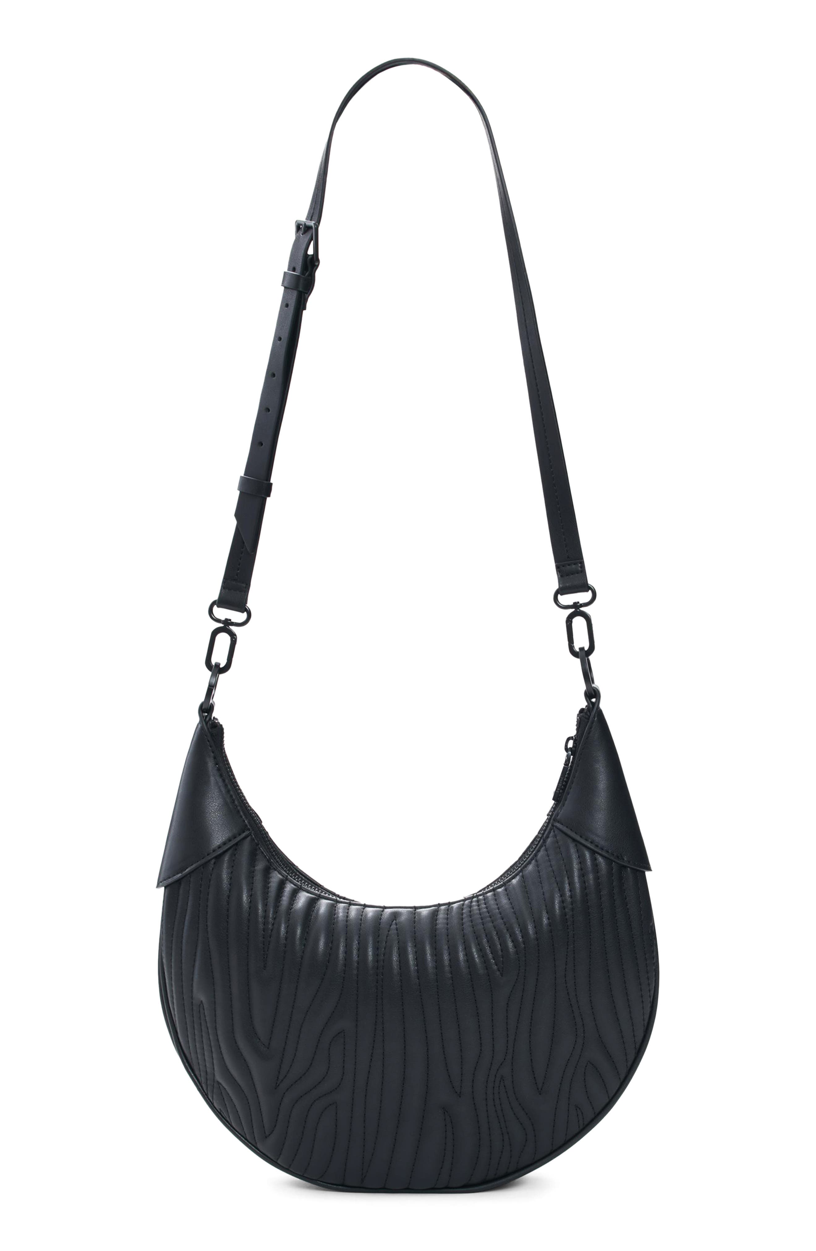 Desigual Wavy Stitch Faux Leather Shoulder Bag, Alternate, color, 