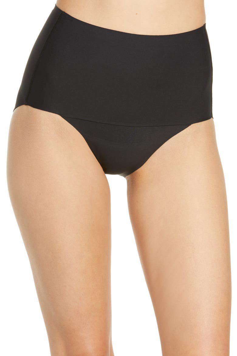 Period & Leak Resistant High Waist Super Light Absorbency Smoothing Underwear, Main, color, BLACK