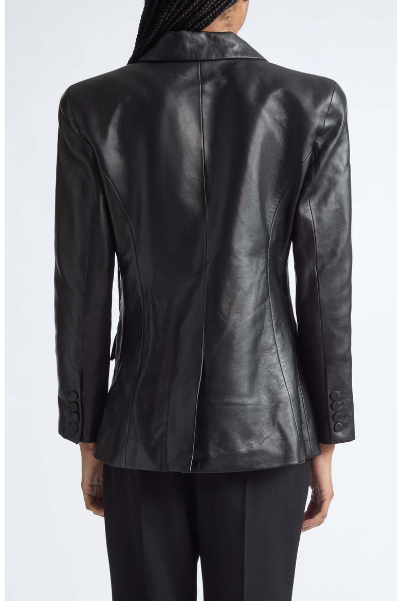 Sharp Shoulder Leather Jacket, Alternate, color, 0PA BLACK