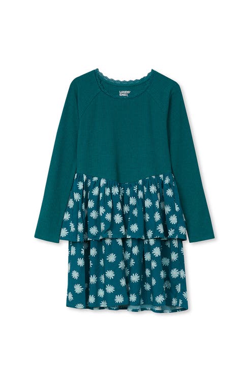 Girls Long Sleeve Ribbed Tiered Dress