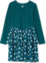 Lands' End Girls Long Sleeve Ribbed Tiered Dress